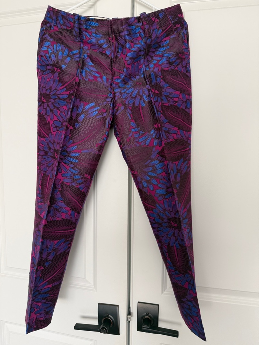 NWOT JCrew Purple Floral Jacquard Tapered Pants